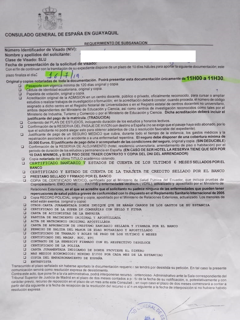 Visa Estudiante Requisitos